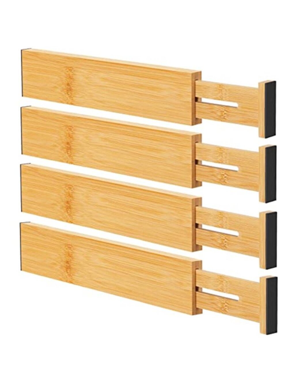 Bamboo Drawer Dividers Organizer Adjustable Expandable Kitchen Dresser 4 Pack